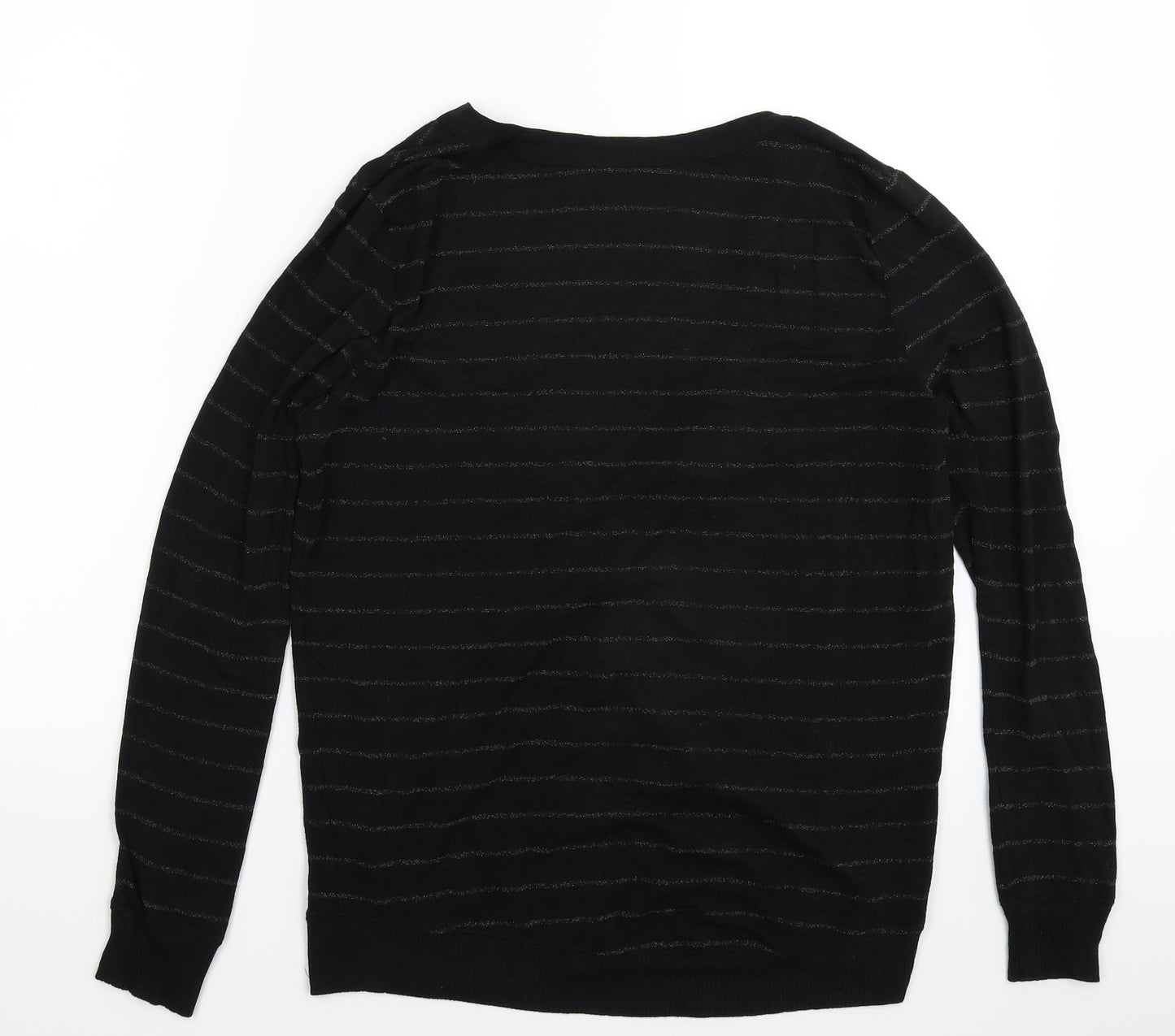Bella Luxx Womens Black Striped Knit Cardigan Jumper Size S