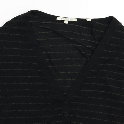 Bella Luxx Womens Black Striped Knit Cardigan Jumper Size S