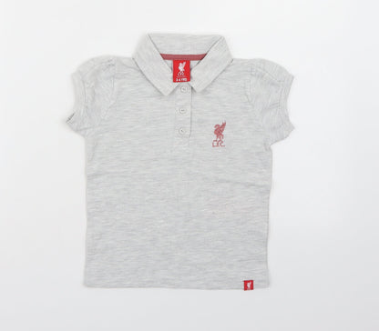 L.F.C Girls Grey   Basic Polo Size 3-4 Years  - Liverpool FC