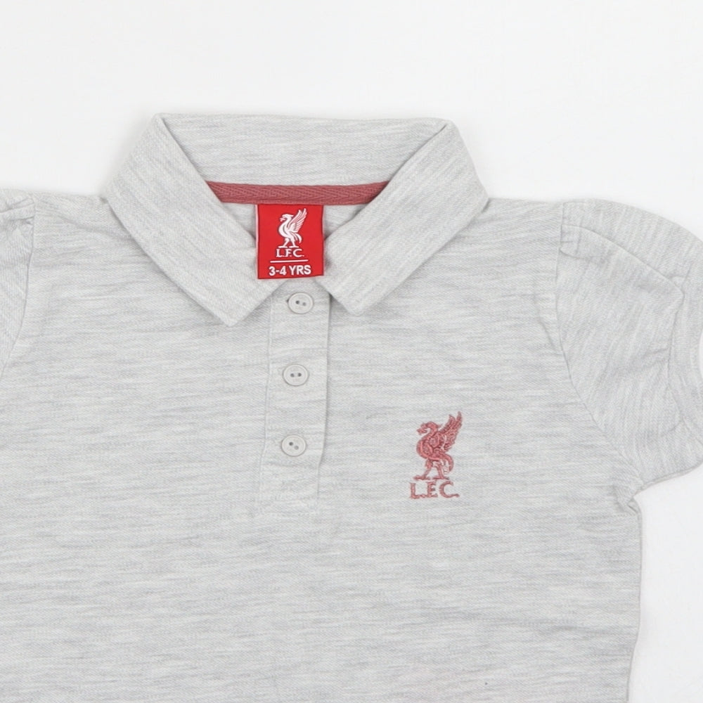 L.F.C Girls Grey   Basic Polo Size 3-4 Years  - Liverpool FC