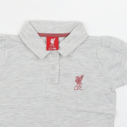 L.F.C Girls Grey   Basic Polo Size 3-4 Years  - Liverpool FC