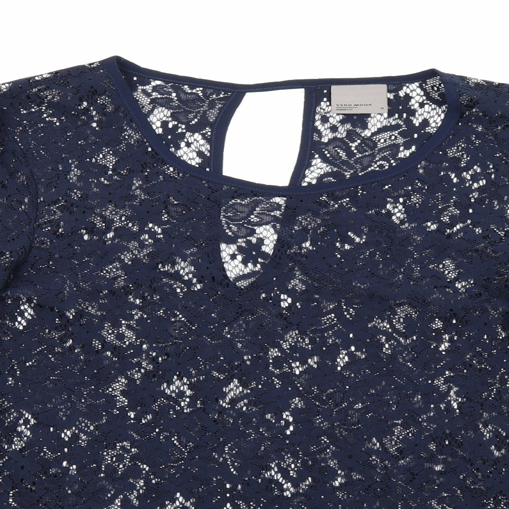 Womens UK Size M VERO MODA Blue Basic Blouse