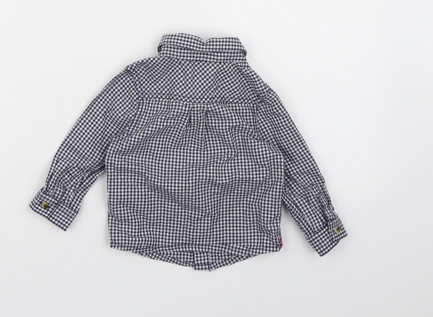 John Lewis Boys Blue Check  Basic Button-Up Size 6-9 Months