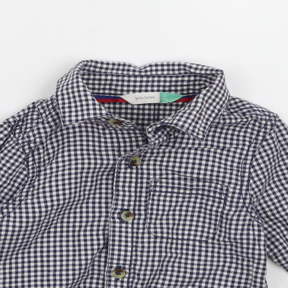 John Lewis Boys Blue Check  Basic Button-Up Size 6-9 Months