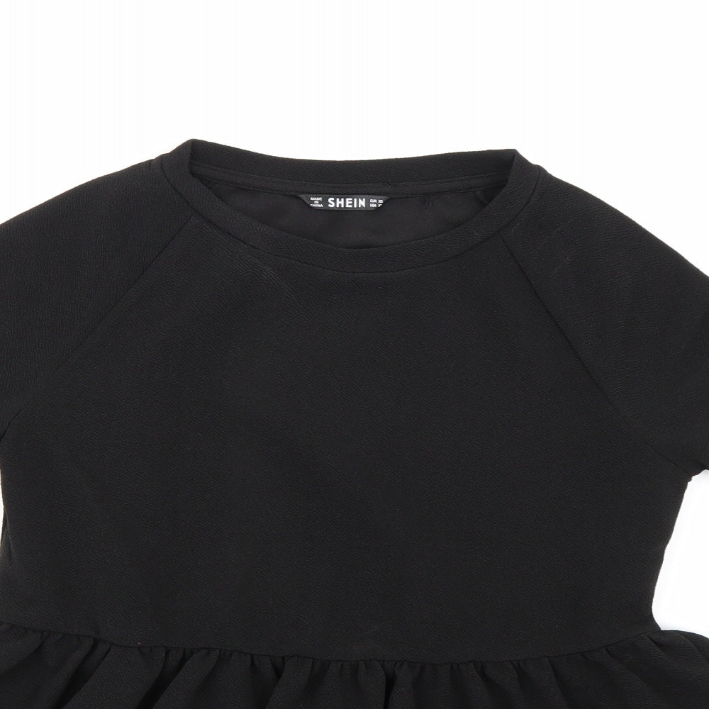 Womens UK Size XS SHIEN Black Basic Blouse