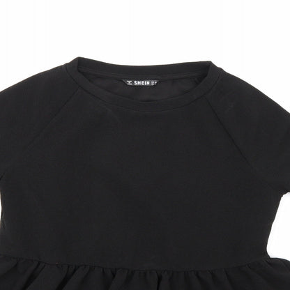 Womens UK Size XS SHIEN Black Basic Blouse
