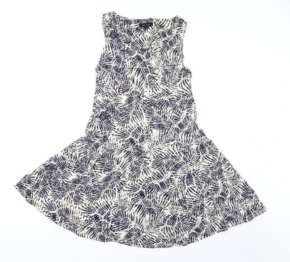 New Look Womens Blue Floral  A-Line  Size 8