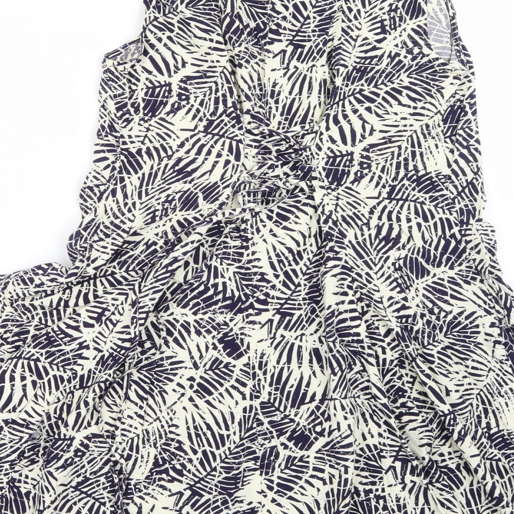 New Look Womens Blue Floral  A-Line  Size 8