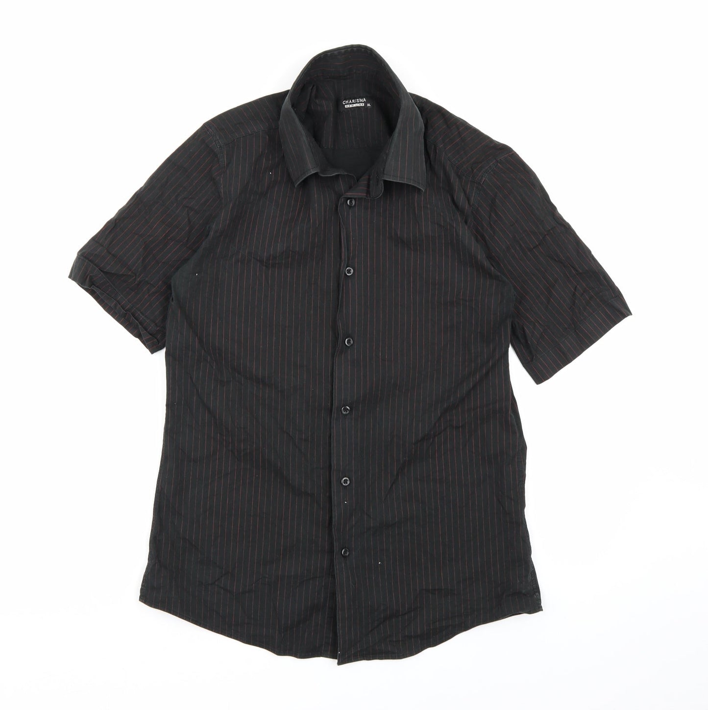 Mens UK Size XL Charisma Black  Button-Up Short Sleeve Casual Shirt