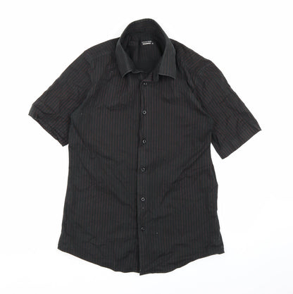 Mens UK Size XL Charisma Black  Button-Up Short Sleeve Casual Shirt