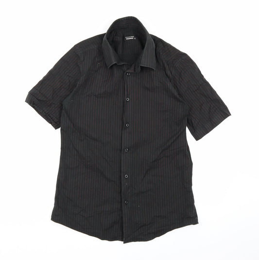 Mens UK Size XL Charisma Black  Button-Up Short Sleeve Casual Shirt