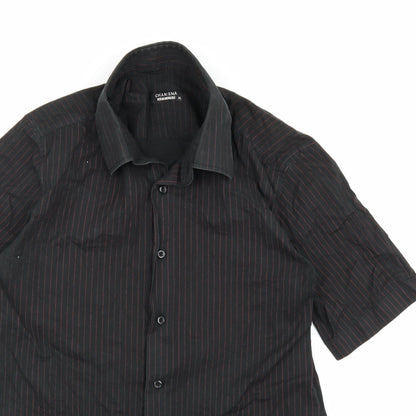 Mens UK Size XL Charisma Black  Button-Up Short Sleeve Casual Shirt