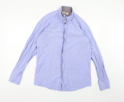 Mens UK Size L Cavani Blue  Button-Up Long Sleeve Casual Shirt