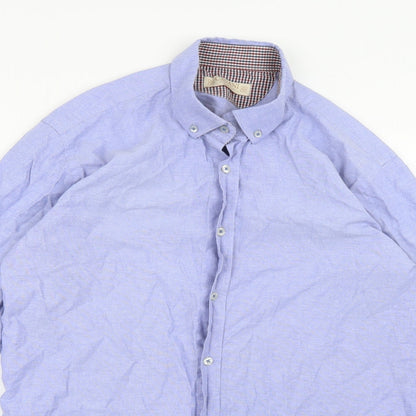 Mens UK Size L Cavani Blue  Button-Up Long Sleeve Casual Shirt