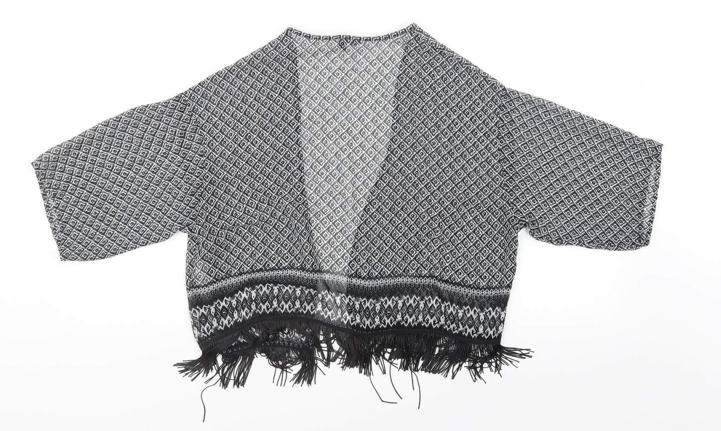 Candy Couture Girls Black Geometric  Cardigan Jumper Size 12-13 Years