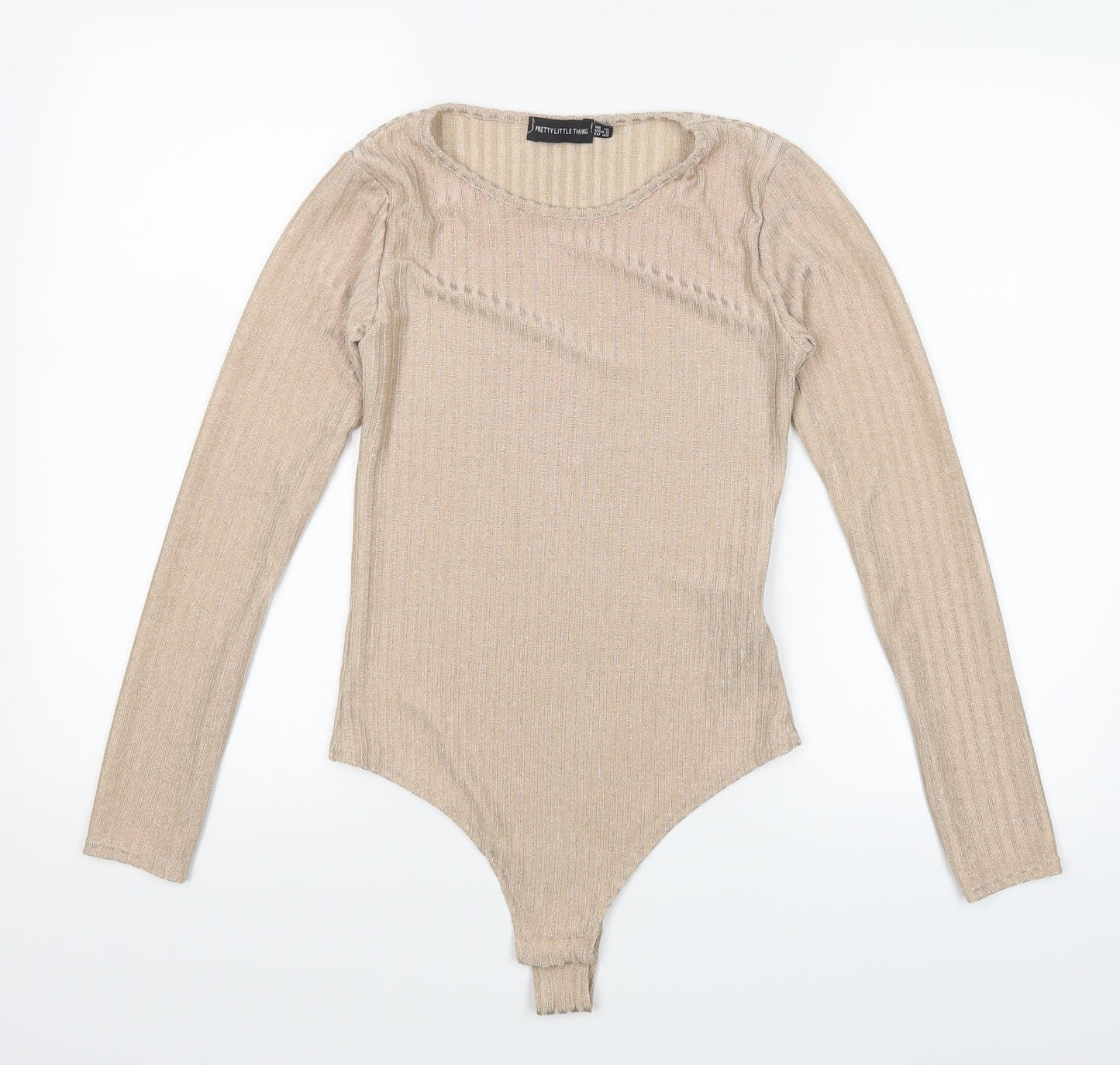 Pretty Little Thing Womens Beige   Bodysuit One-Piece Size 12