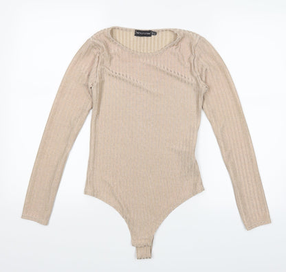 Pretty Little Thing Womens Beige   Bodysuit One-Piece Size 12
