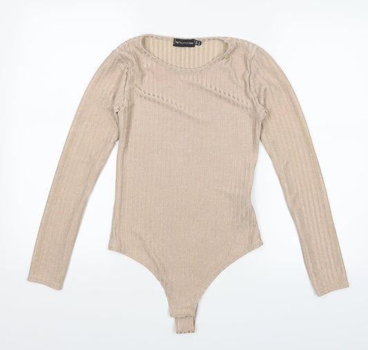 Pretty Little Thing Womens Beige   Bodysuit One-Piece Size 12