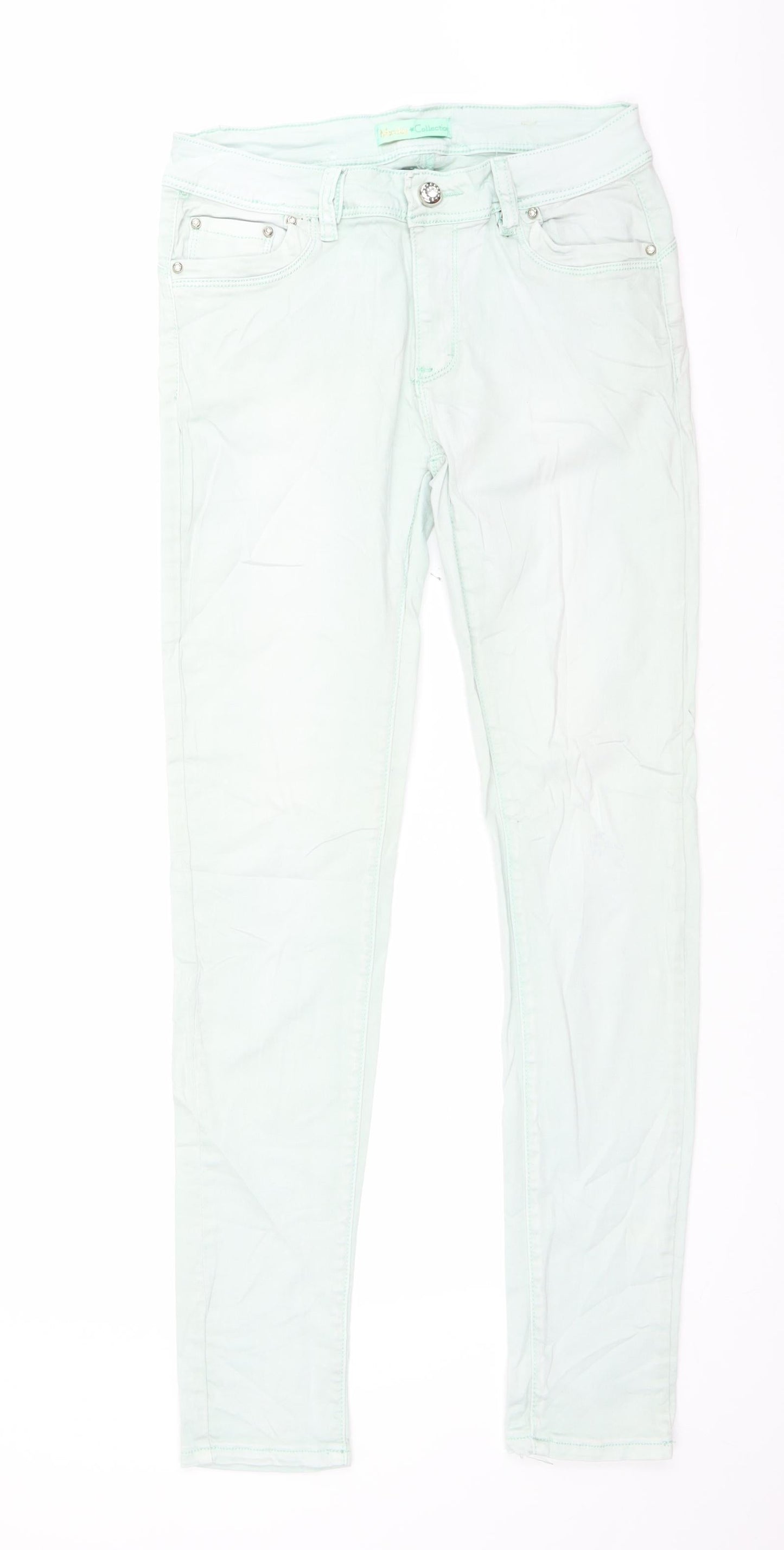 Womens UK Size 29 in Monday Regular Fit Straight Green Jeans