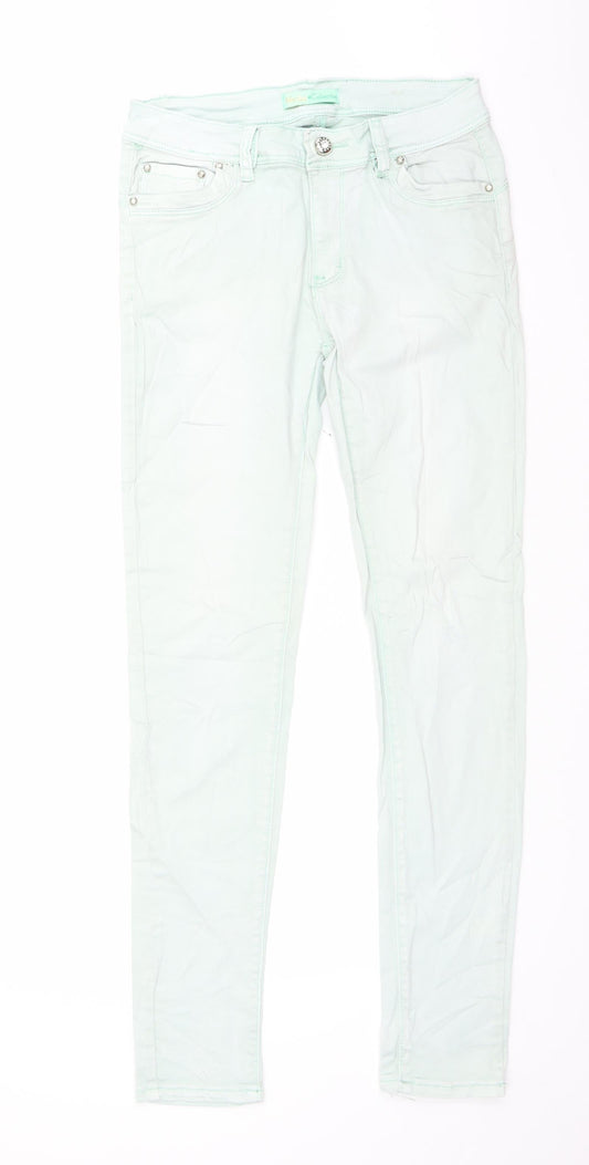 Womens UK Size 29 in Monday Regular Fit Straight Green Jeans
