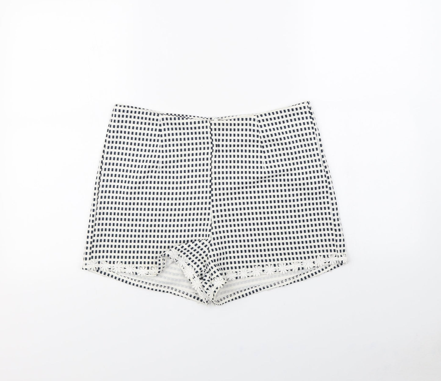 MINKPINK Womens White Plaid  Paperbag Shorts Size L