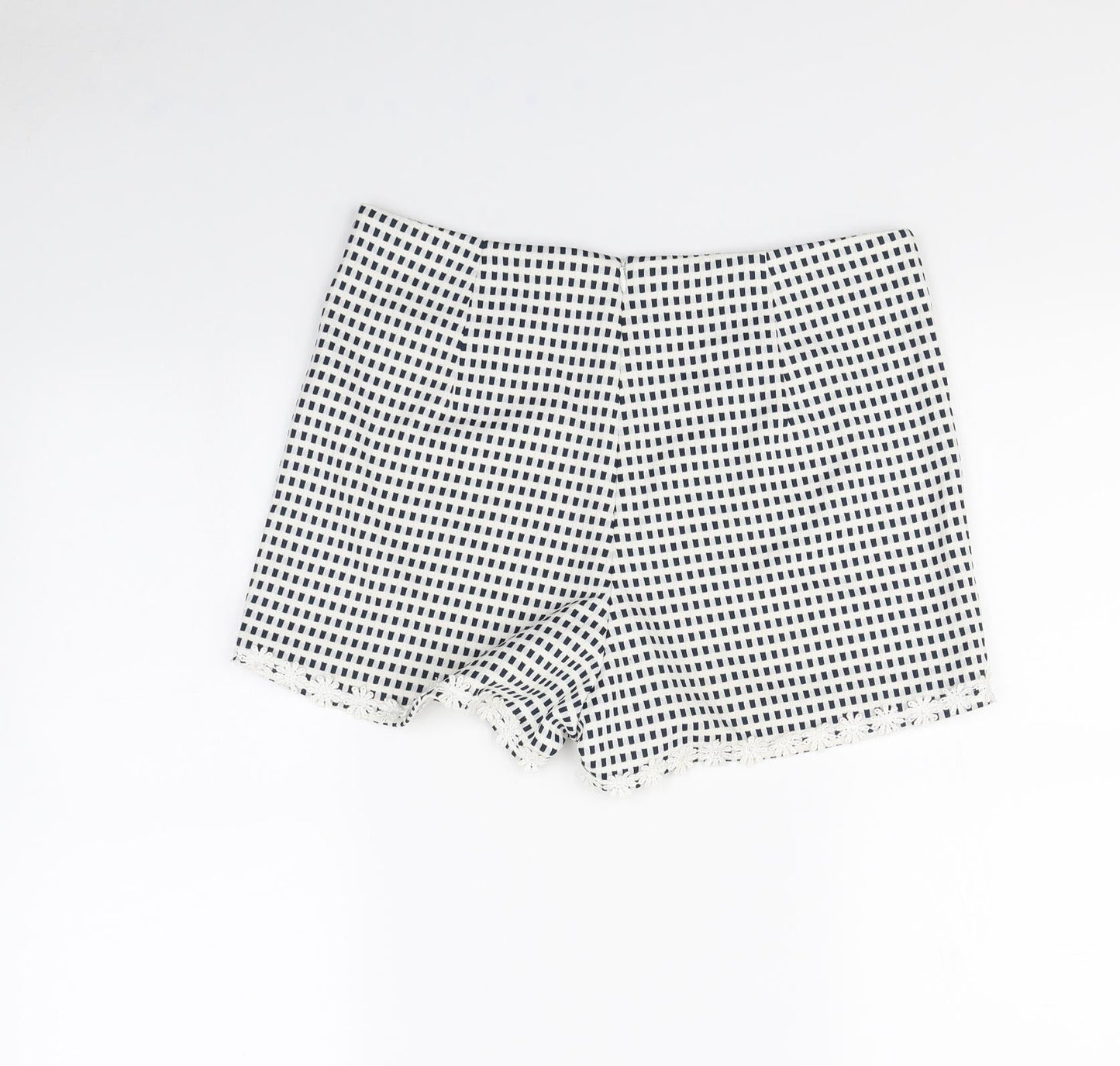 MINKPINK Womens White Plaid  Paperbag Shorts Size L