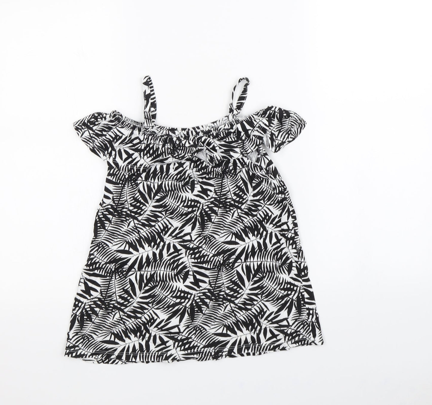 Preworn Girls Black Floral  Mini  Size 4 Years