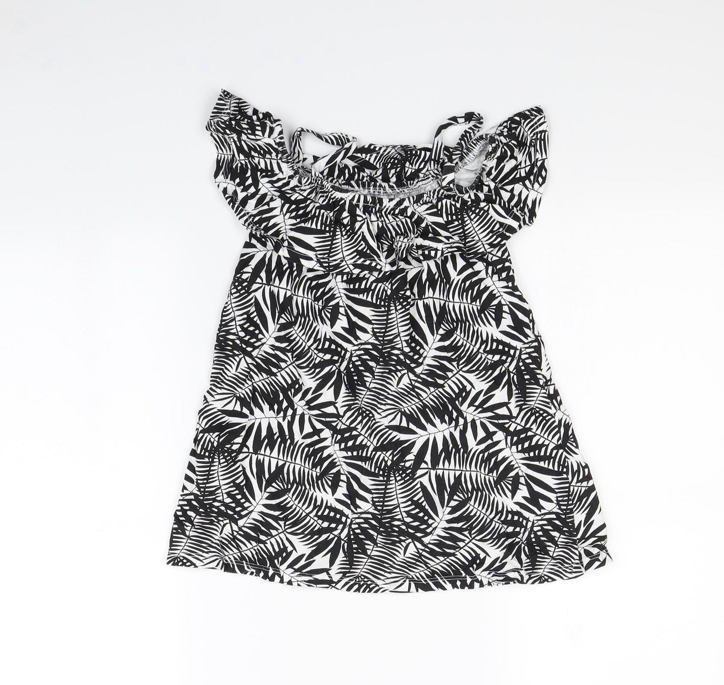 Preworn Girls Black Floral  Mini  Size 4 Years