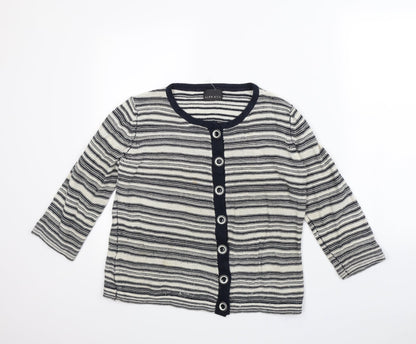 Alex & co Womens Beige Striped  Cardigan Jumper Size 14