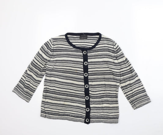 Alex & co Womens Beige Striped  Cardigan Jumper Size 14