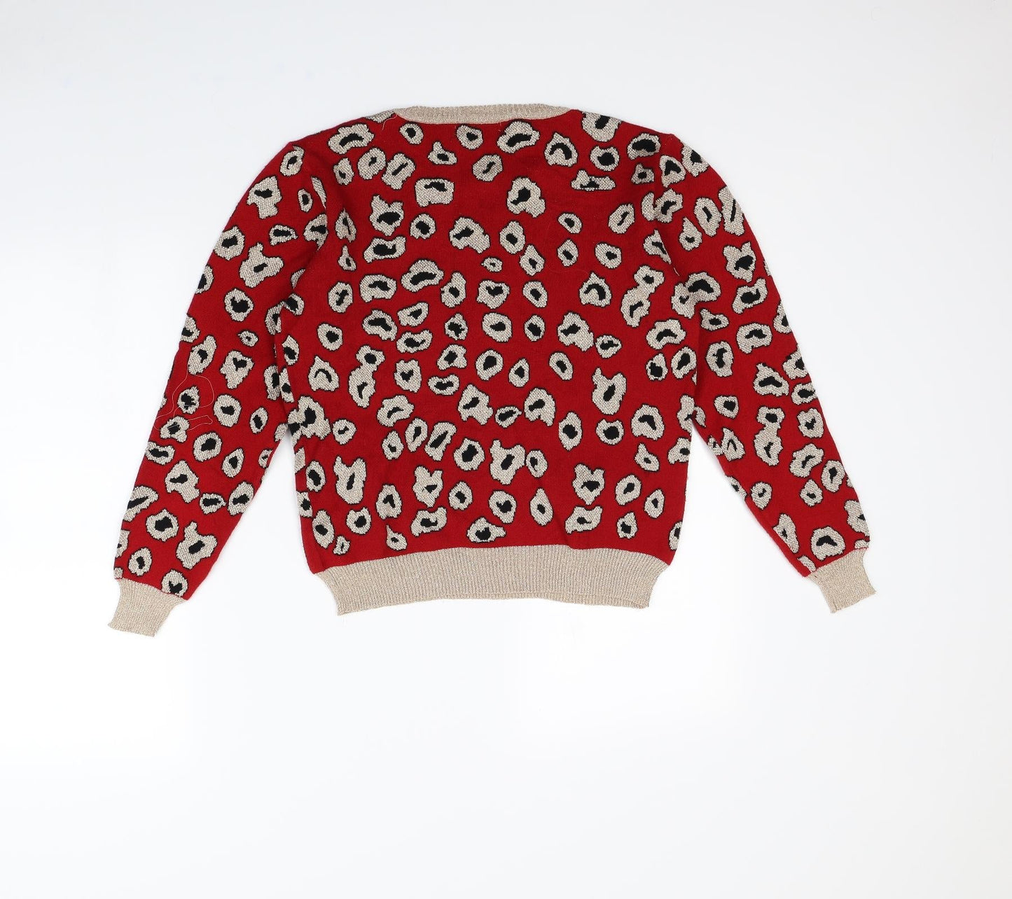 Cameo rose Womens Red Animal Print  Pullover Jumper Size M