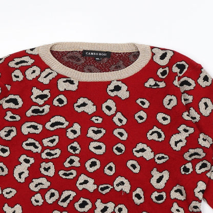 Cameo rose Womens Red Animal Print  Pullover Jumper Size M