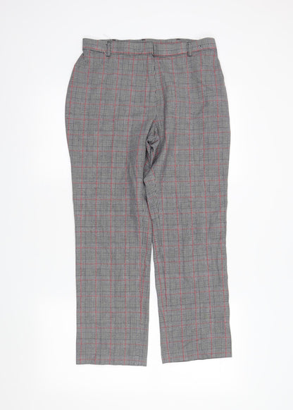 M&S Womens Grey Plaid  Dress Pants Trousers Size 14 L25 in