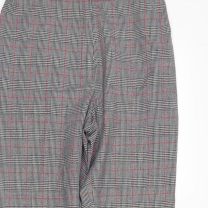 M&S Womens Grey Plaid  Dress Pants Trousers Size 14 L25 in