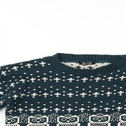q 10 Womens Green Animal Print  Pullover Jumper Size S