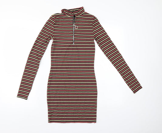 Missguided Womens Multicoloured Striped  Bodycon  Size 6