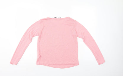 H&M Girls Pink Animal Print  Pullover Jumper Size 11-12 Years
