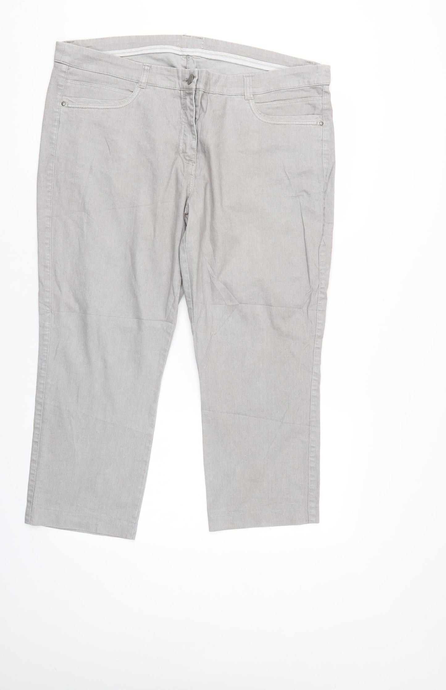 Womens UK Size  Preworn Regular Fit Cropped Grey Jeans