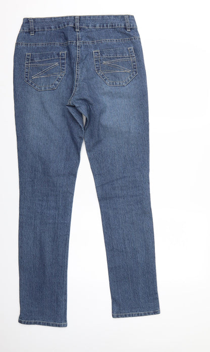 OKAY Womens Blue  Denim Straight Jeans Size 10 L30 in