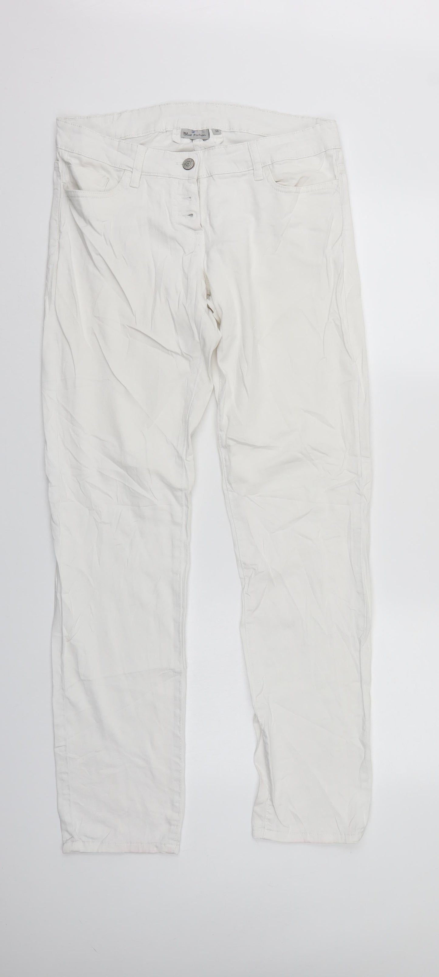 Womens UK Size 10 Blue motion Regular Fit Straight White Jeans