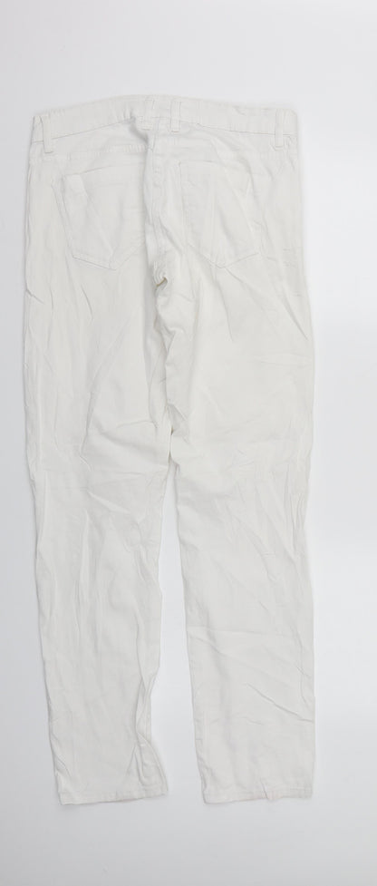 Womens UK Size 10 Blue motion Regular Fit Straight White Jeans