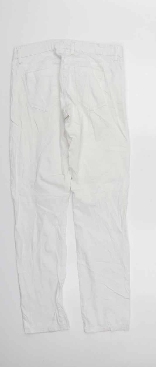Womens UK Size 10 Blue motion Regular Fit Straight White Jeans