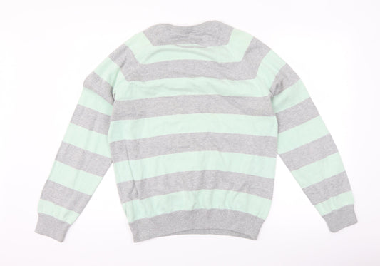 Burton Mens Green Striped  Pullover Jumper Size L
