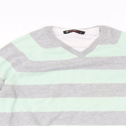 Burton Mens Green Striped  Pullover Jumper Size L