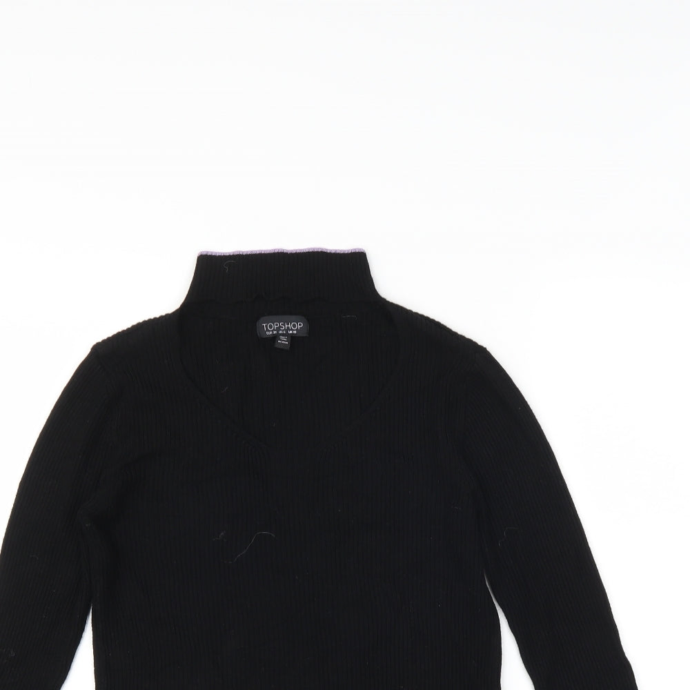 Topshop Womens Black   Pullover Jumper Size 10  - Cut Out Neckline