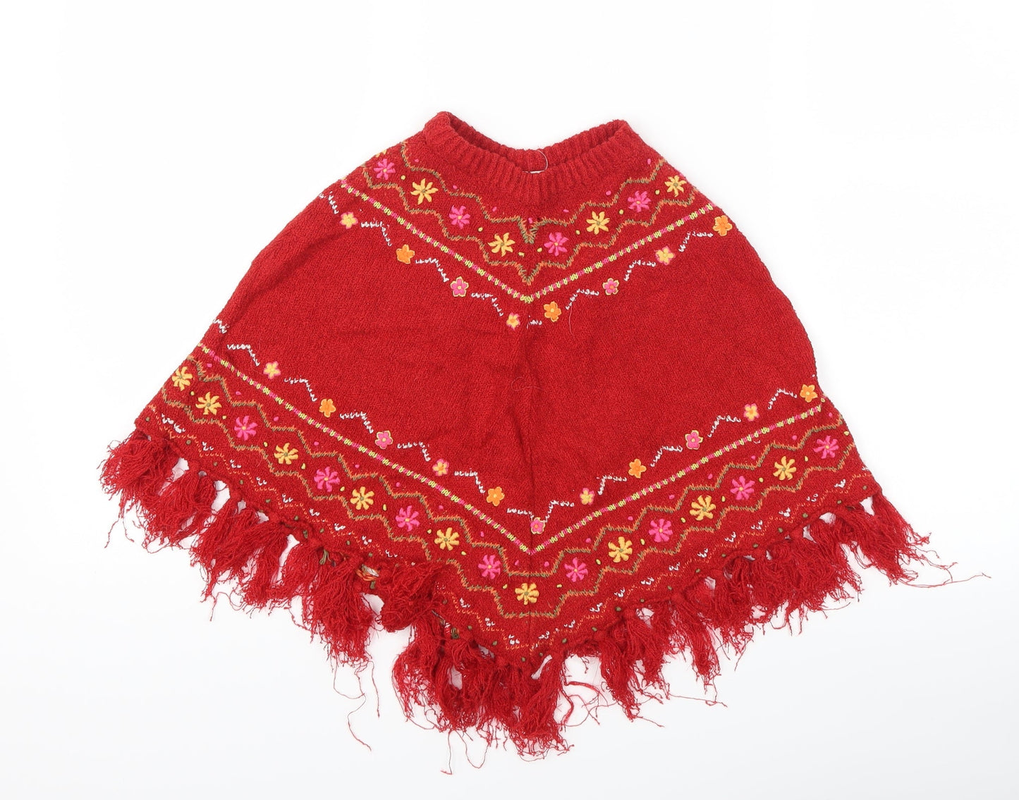 Sarah Louise Girls Red Geometric  Jacket Poncho Size 2 Years