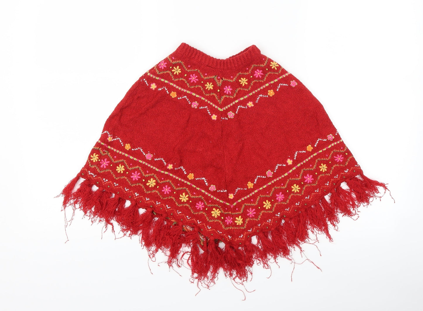 Sarah Louise Girls Red Geometric  Jacket Poncho Size 2 Years