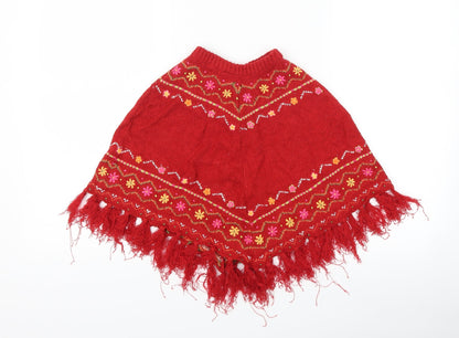 Sarah Louise Girls Red Geometric  Jacket Poncho Size 2 Years