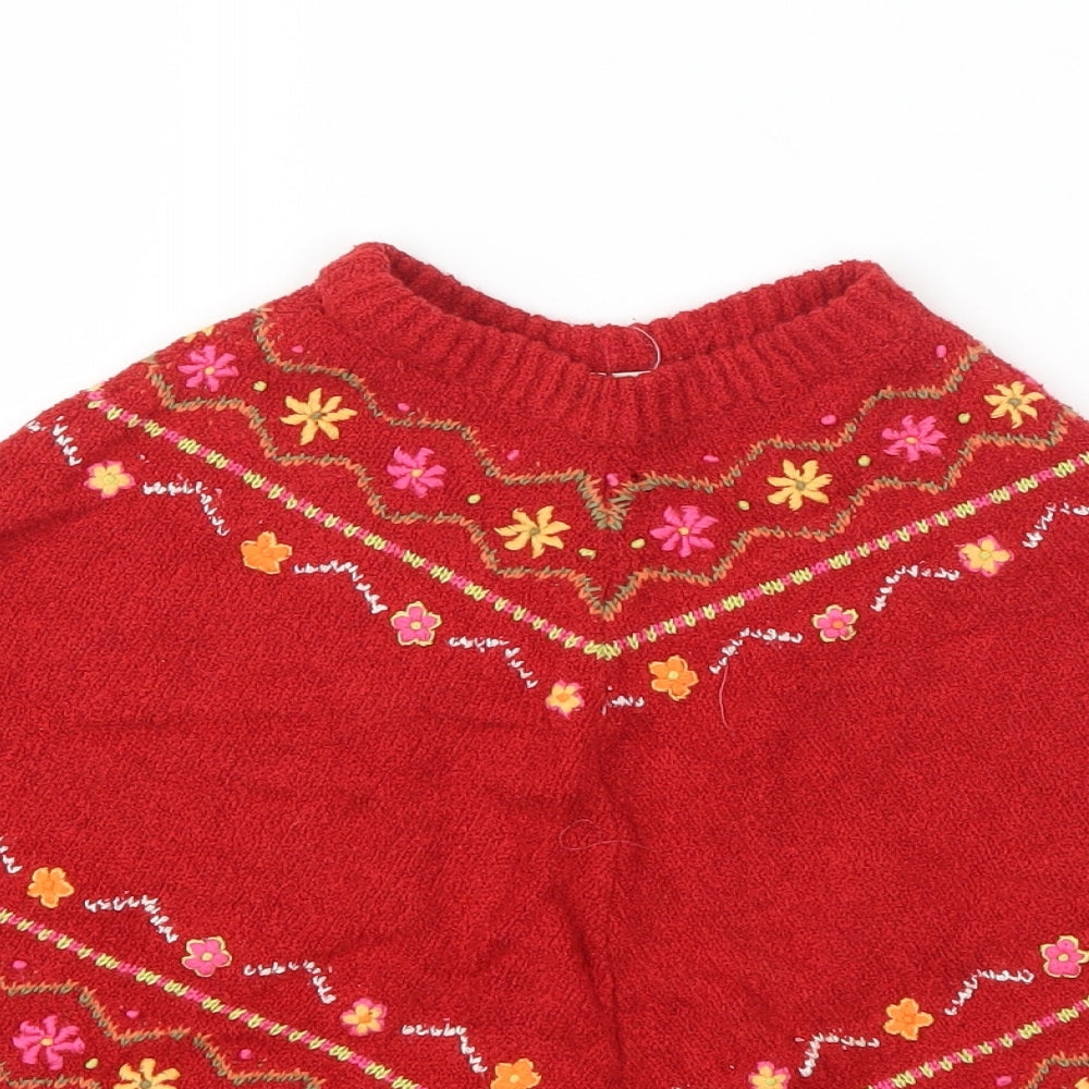 Sarah Louise Girls Red Geometric  Jacket Poncho Size 2 Years