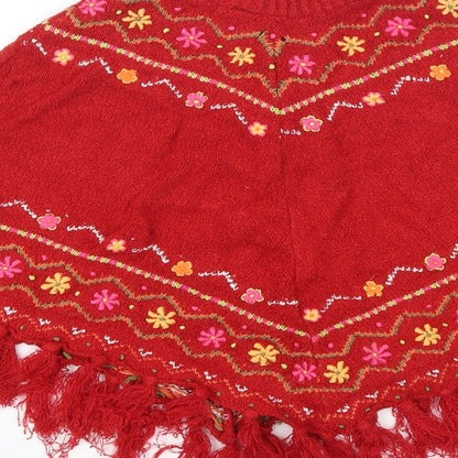 Sarah Louise Girls Red Geometric  Jacket Poncho Size 2 Years